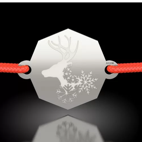 Ασημένιο βραχιόλι με κορδόνι μοντέλο ταράνδου