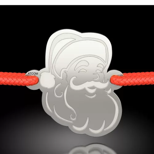 Ασημένιο βραχιόλι με κορδόνι μοντέλο Άγιου Βασίλη