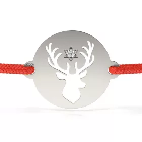   Ασημένιο βραχιόλι με κορδόνι μοντέλο Great Reindeer