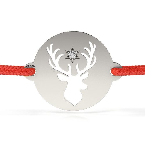Ασημένιο βραχιόλι με κορδόνι μοντέλο Great Reindeer