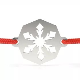   Ασημένιο βραχιόλι με κορδόνι μοντέλο νιφάδα χιονιού