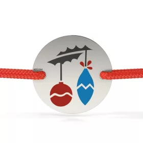   Ασημένιο βραχιόλι με κορδόνι με χρωματιστές χάντρες