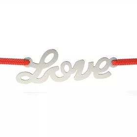  Ασημένιο βραχιόλι με κόκκινο κορδόνι μοντέλο True Love