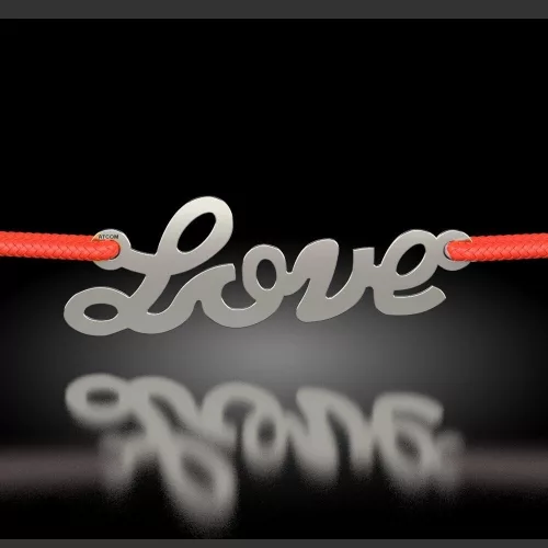 Ασημένιο βραχιόλι με κόκκινο κορδόνι μοντέλο True Love