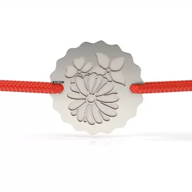   Ασημένιο βραχιόλι με κορδόνι, μοντέλο Bouquet of Flowers