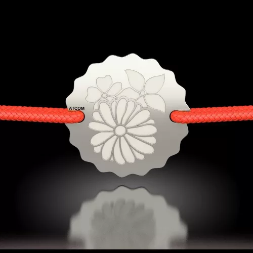 Ασημένιο βραχιόλι με κορδόνι, μοντέλο Bouquet of Flowers