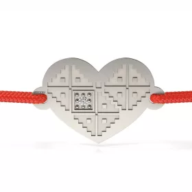   Ασημένιο βραχιόλι με κόκκινο κορδόνι μοντέλο Diamantul Romanianesc