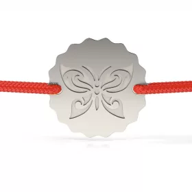   Ασημένιο βραχιόλι με κόκκινο κορδόνι Μοντέλο με εφέ πεταλούδας