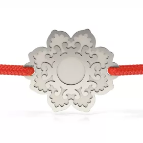   Ασημένιο βραχιόλι με κόκκινο κορδόνι μοντέλο Damascus Flower