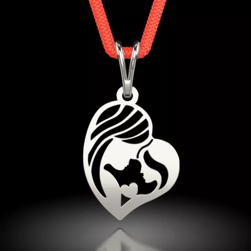 Ασημένιο μενταγιόν με κορδόνι Mother and Daughter μοντέλο