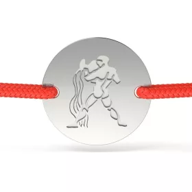   Ασημένιο βραχιόλι με κόκκινο κορδόνι μοντέλο Aquarius1