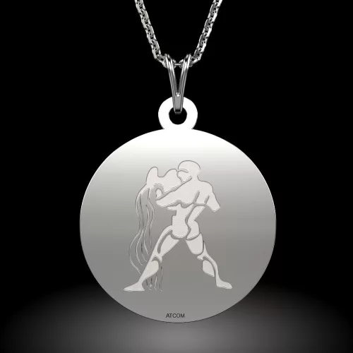 Κρεμαστό μενταγιόν με ασημένιο σημάδι Aquarius