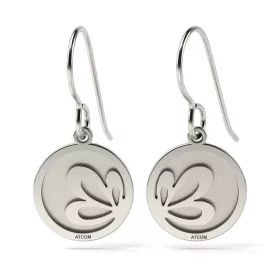   Ασημένια σκουλαρίκια μοντέλο Lotus flower χαραγμένο