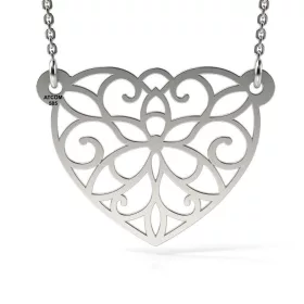   Αλυσίδα με ασημί μενταγιόν μοντέλο Δαντελένια καρδιά