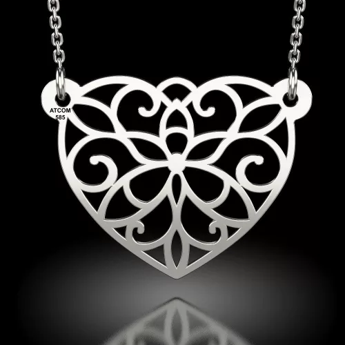 Αλυσίδα με ασημί μενταγιόν μοντέλο Δαντελένια καρδιά
