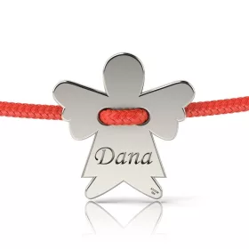   Ασημένιο βραχιόλι με κόκκινο κορδόνι μοντέλο Ingeras