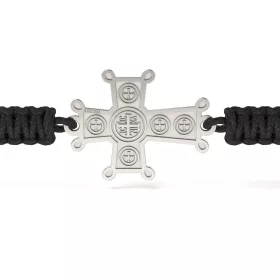   Ασημένιο βραχιόλι με πλεκτό κορδόνι Ορθόδοξο μοντέλο 05