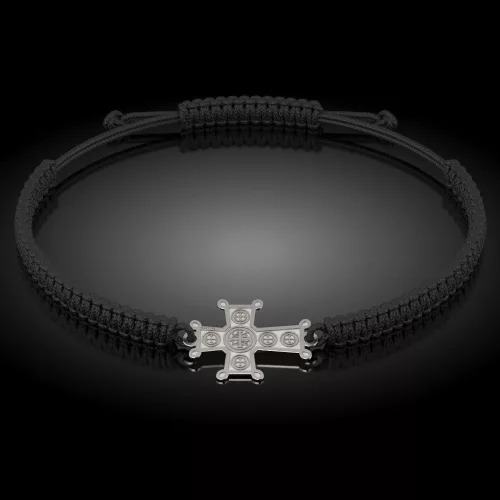 Ασημένιο βραχιόλι με πλεκτό κορδόνι Ορθόδοξο μοντέλο 05
