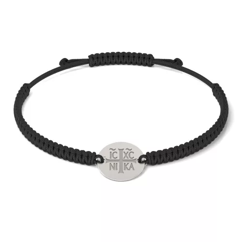 Ασημένιο βραχιόλι με πλεγμένο κορδόνι Ορθόδοξο μοντέλο 15