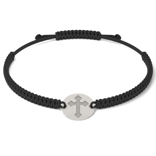 Ασημένιο βραχιόλι με πλεγμένο κορδόνι Ορθόδοξο μοντέλο 01