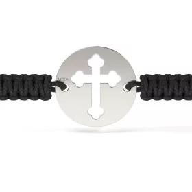   Ασημένιο βραχιόλι με κορδόνι Ορθόδοξο μοντέλο 06