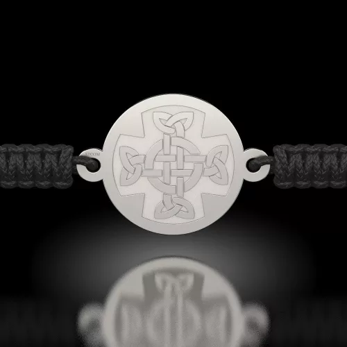 Ασημένιο βραχιόλι με κορδόνι Ορθόδοξο μοντέλο 11