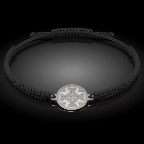 Ασημένιο βραχιόλι με κορδόνι Ορθόδοξο μοντέλο 11