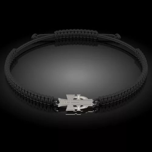 Ασημένιο βραχιόλι με κορδόνι ορθόδοξο μοντέλο 07