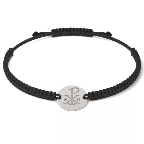 Ασημένιο βραχιόλι με κορδόνι Ορθόδοξο μοντέλο 09