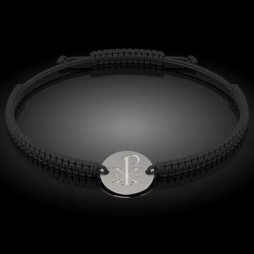 Ασημένιο βραχιόλι με κορδόνι Ορθόδοξο μοντέλο 09