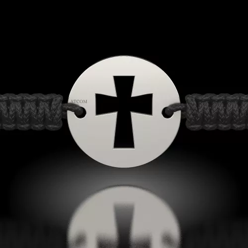 Ασημένιο βραχιόλι με κορδόνι Ορθόδοξο μοντέλο 16