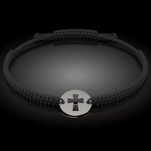 Ασημένιο βραχιόλι με κορδόνι Ορθόδοξο μοντέλο 16