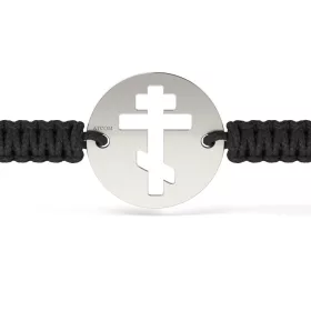   Ασημένιο βραχιόλι με κορδόνι Ορθόδοξο μοντέλο 17