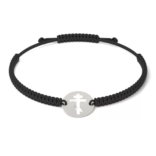 Ασημένιο βραχιόλι με κορδόνι Ορθόδοξο μοντέλο 17