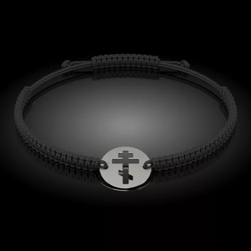 Ασημένιο βραχιόλι με κορδόνι Ορθόδοξο μοντέλο 17