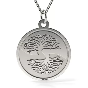   Ασημένια μενταγιόν αλυσίδα μοντέλο Yin and Yang Tree of Life