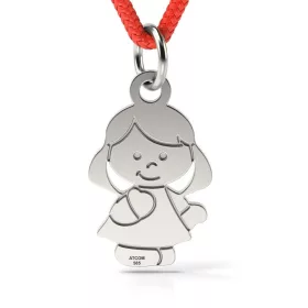   Ασημένιο μενταγιόν με χαραγμένο κορδόνι με σχέδιο Little Girl