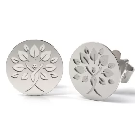   Ασημένια σκουλαρίκια Tree of Life με πρόσωπο
