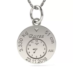   Ρολόι γενεθλίων μοντέλο ασημένια μενταγιόν αλυσίδα