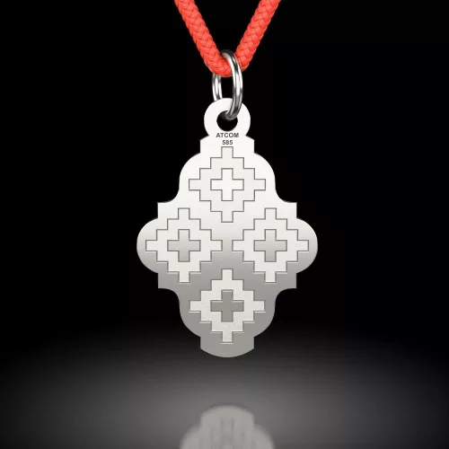 Ασημένιο μενταγιόν με κορδόνι παραδοσιακά τρανσυλβανικά μοτίβα