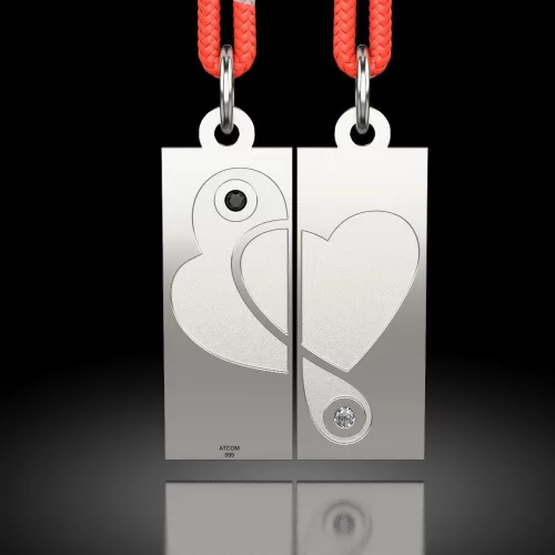 Ασημένιο μενταγιόν Love of Hearts με κορδόνι