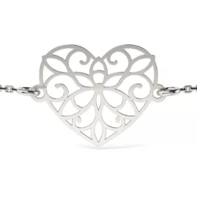   Βραχιόλι με ασημένια αλυσίδα μοντέλο καρδιάς δαντέλα