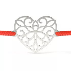   Ασημένιο βραχιόλι δαντέλας καρδιάς