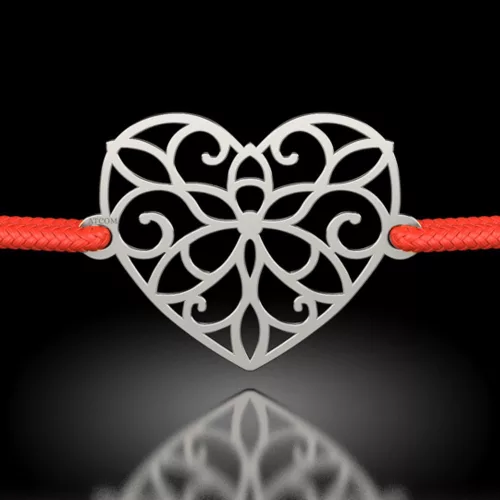 Ασημένιο βραχιόλι δαντέλας καρδιάς