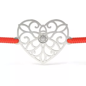   Ασημένιο βραχιόλι με διαμαντένιο μοντέλο Δαντελένια καρδιά
