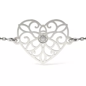   Βραχιόλι ασημένια αλυσίδα με κρύσταλλο μοντέλο καρδιάς δαντέλας