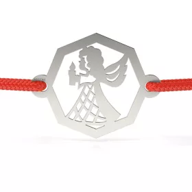   Ασημένιο βραχιόλι με κόκκινο κορδόνι μοντέλο Lumina divina