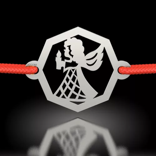 Ασημένιο βραχιόλι με κόκκινο κορδόνι μοντέλο Lumina divina