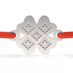   Ασημένιο βραχιόλι με κορδόνι με παραδοσιακό σχέδιο Clover