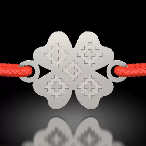 Ασημένιο βραχιόλι με κορδόνι με παραδοσιακό σχέδιο Clover